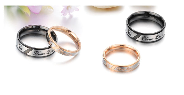 His & Hers Matching Set True Love Couple Rings, Wedding Band Set, Valentine, Anniversary, Wedding, Promise, Engagement Ring-Couple Rings-SunnyHouse Jewelry