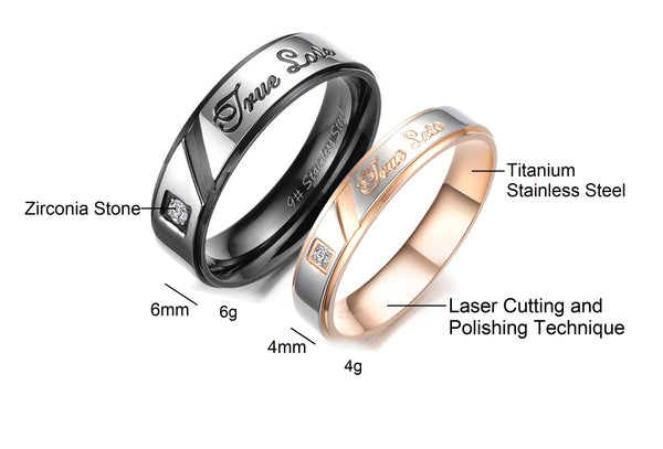 His & Hers Matching Set True Love Couple Rings, Wedding Band Set, Valentine, Anniversary, Wedding, Promise, Engagement Ring-Couple Rings-SunnyHouse Jewelry