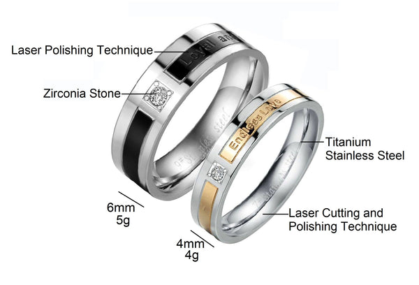 His & Hers Matching Set Endless Love Couple Rings Wedding Band Set-Couple Rings-SunnyHouse Jewelry