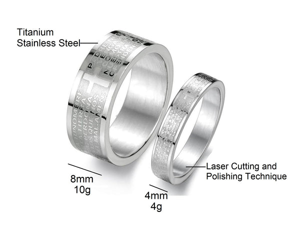 His & Hers Matching Set Bible Cross Couple Rings Wedding Band Set-Couple Rings-SunnyHouse Jewelry