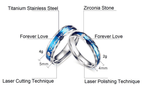 His & Hers Matching Set Forever Love Couple Rings Wedding Band Set-Couple Rings-SunnyHouse Jewelry