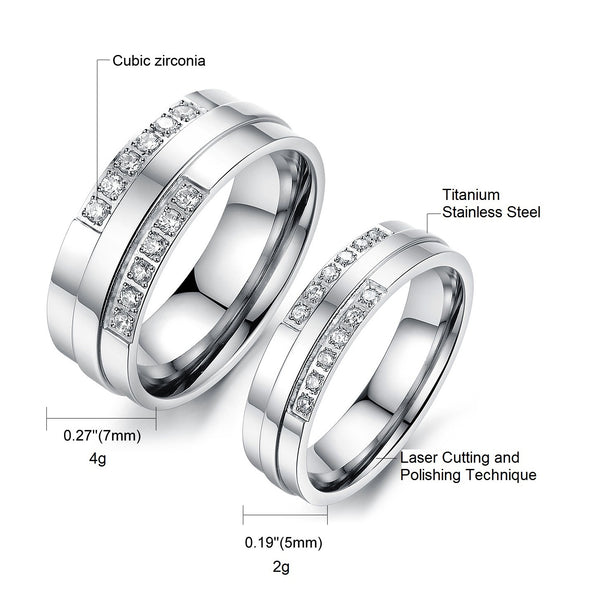 His & Hers Matching Set Simple Style Couple Rings Wedding Band Set-Couple Rings-SunnyHouse Jewelry